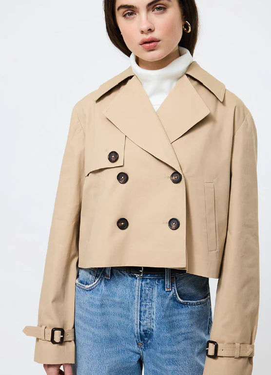 Cropped Twill Trench