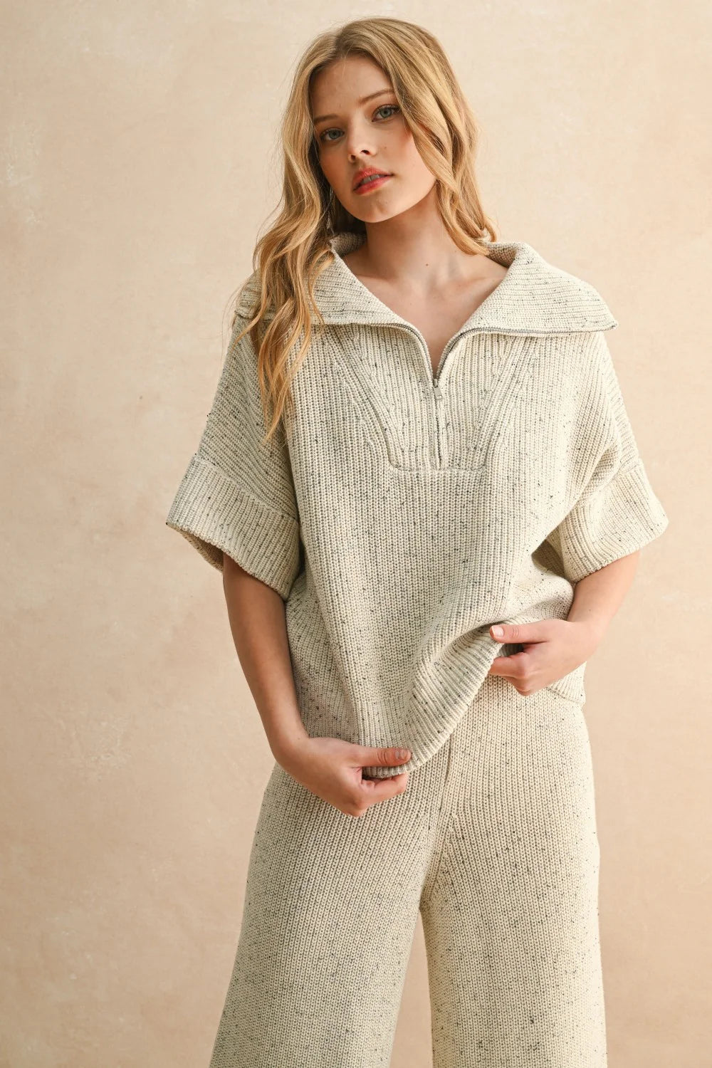 Half Zip Knitted Top