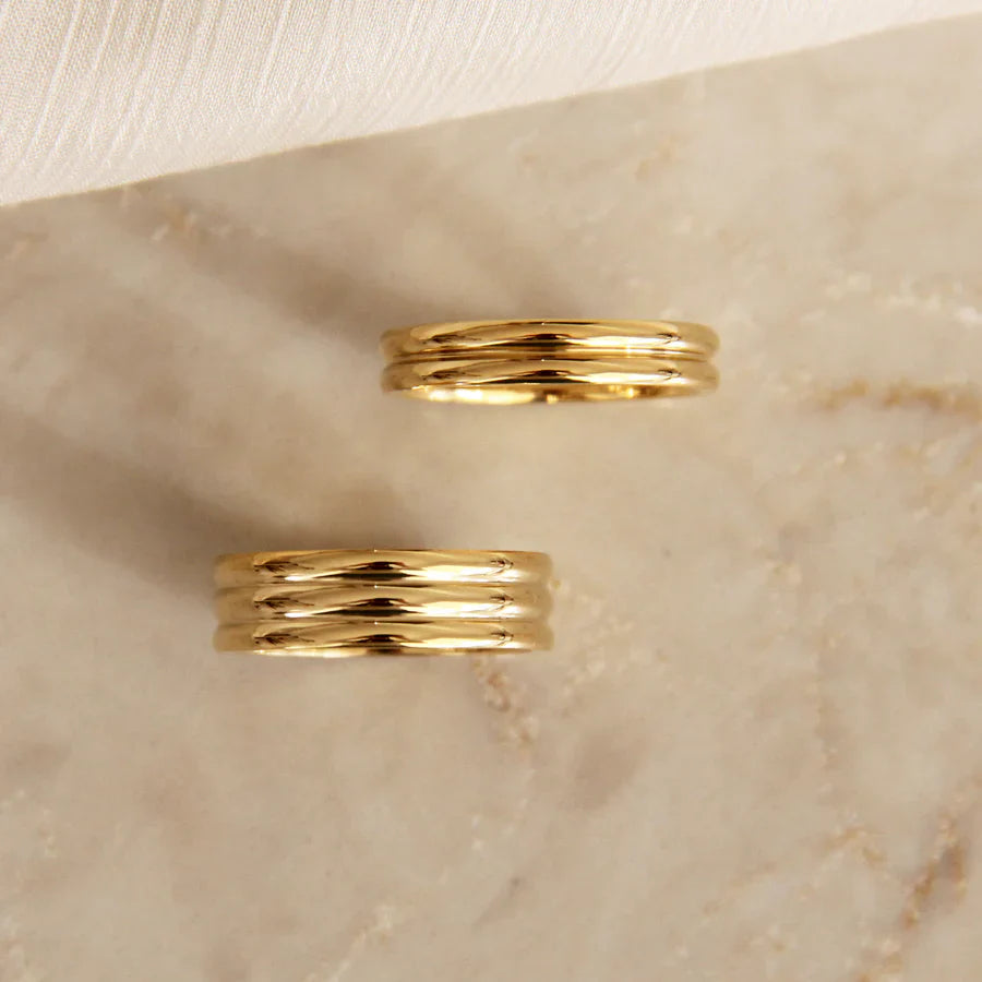 Lined Cigar Band Ring