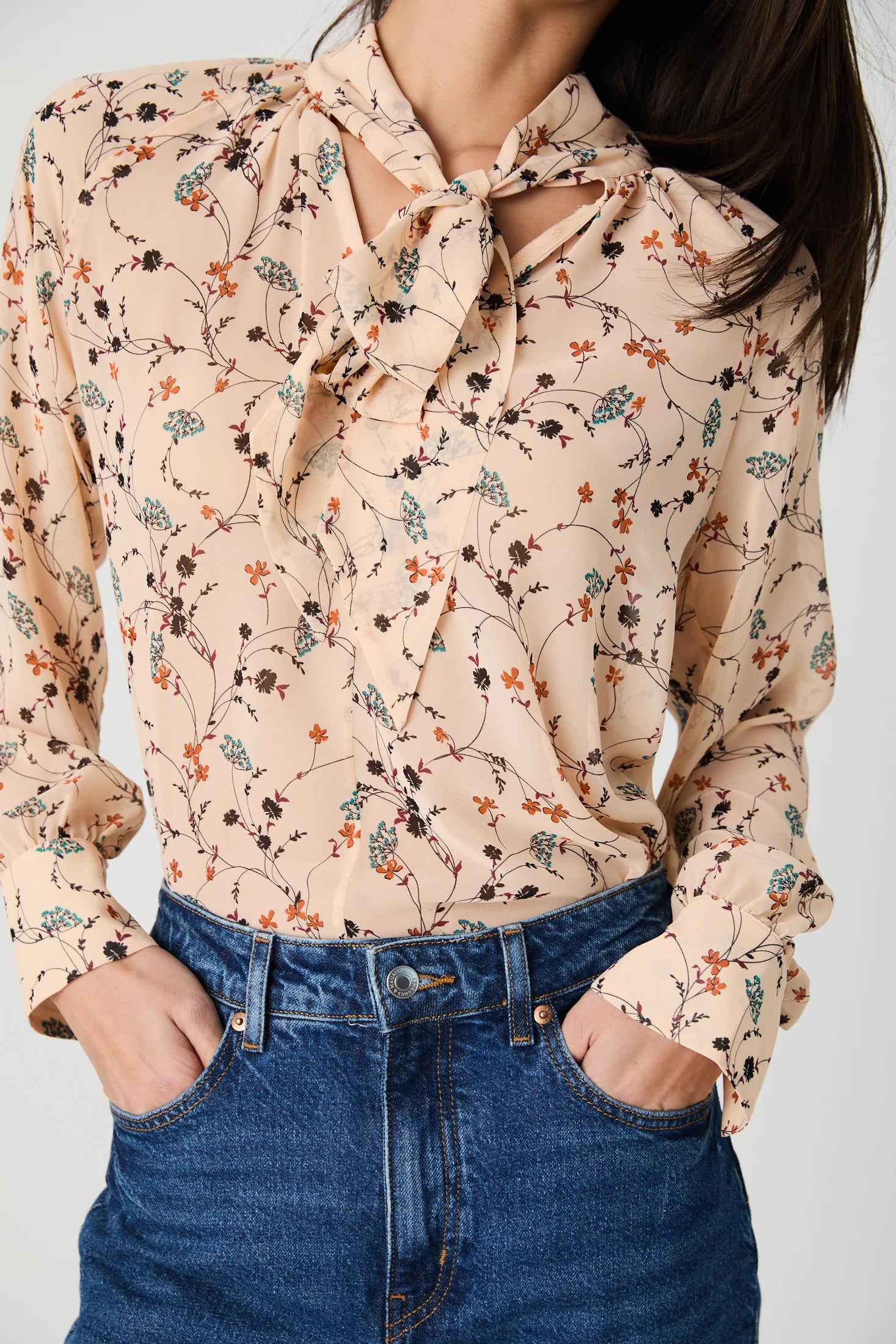 Leithia Chiffon Tie Neck Top