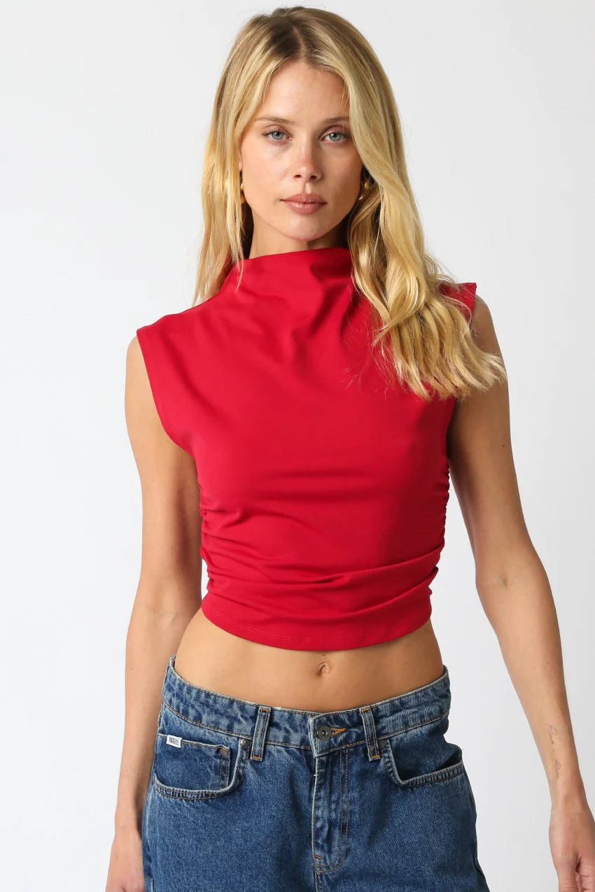Sarah Mock Neck Crop Top