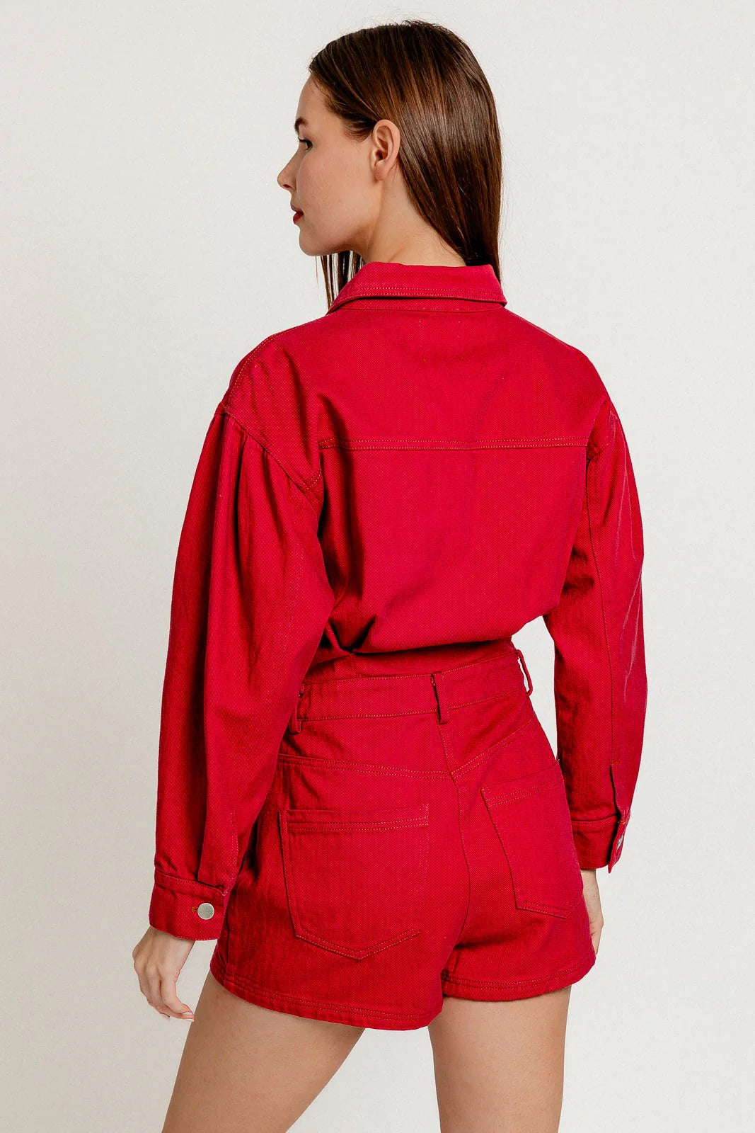 Long Sleeve Denim Romper