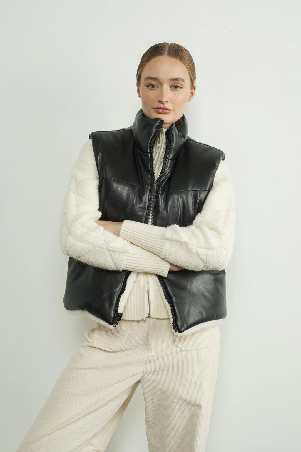 Vegan Leather & Fur Reversible Vest