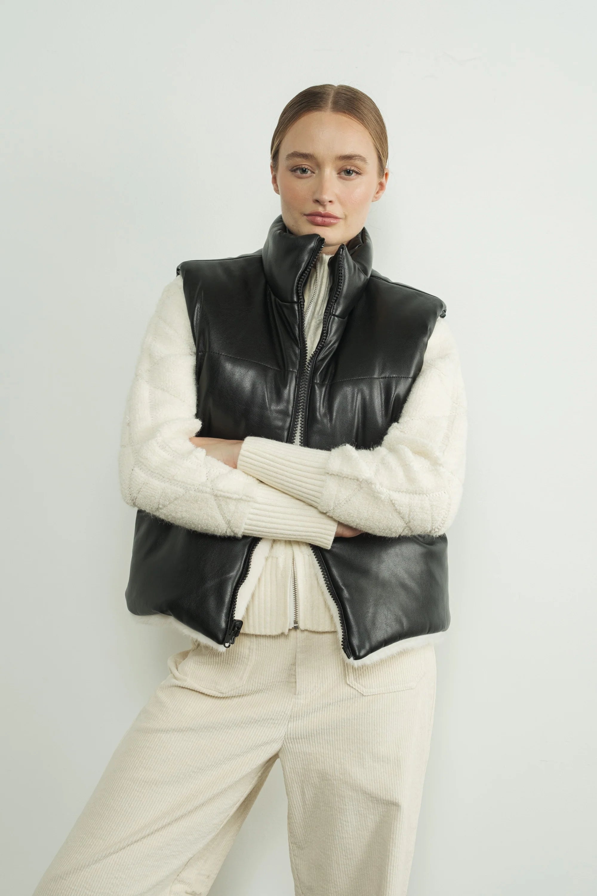 Vegan Leather & Fur Reversible Vest