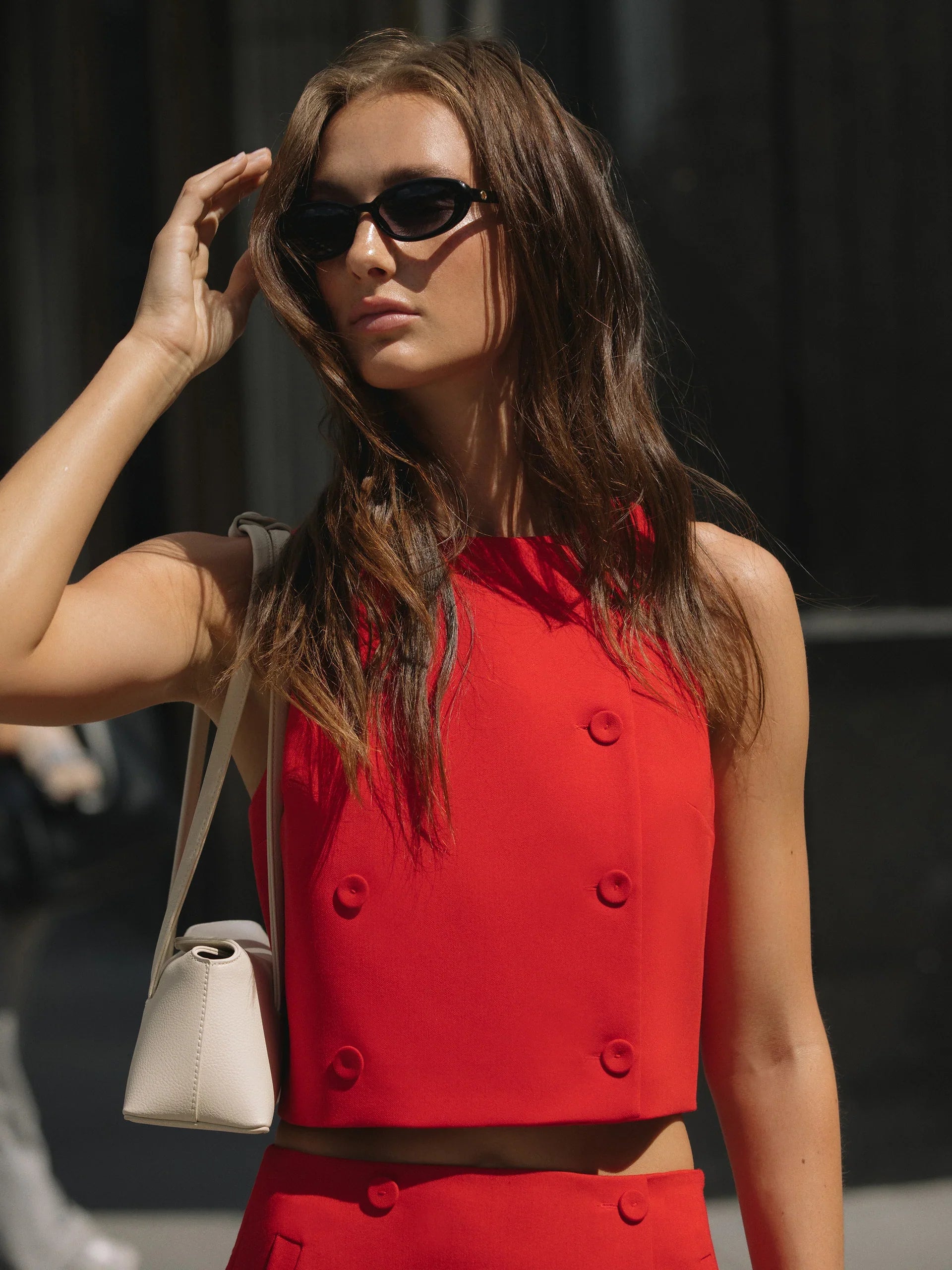 Azra Twill Double Breasted Top