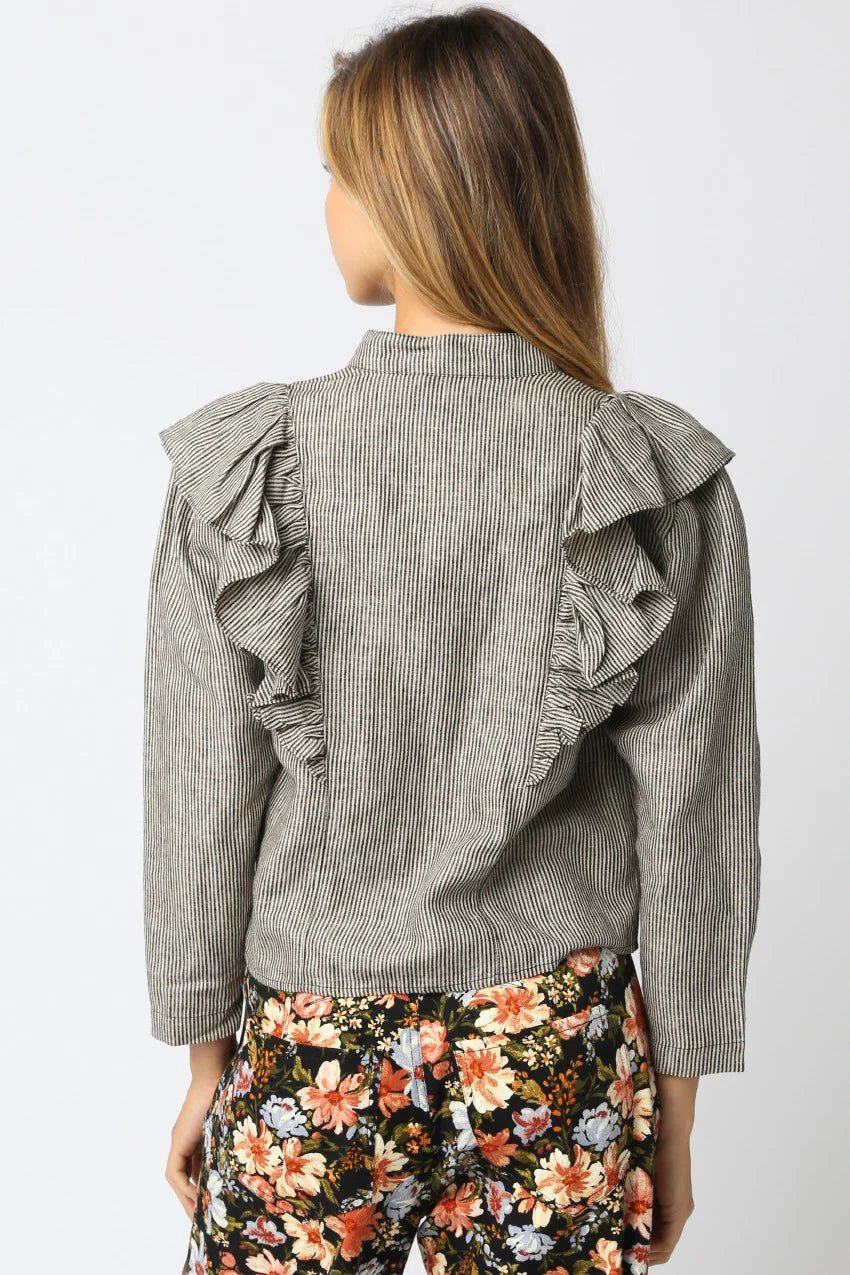 Tiana Striped Ruffle Shirt