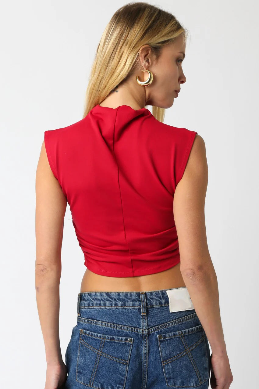 Sarah Mock Neck Crop Top