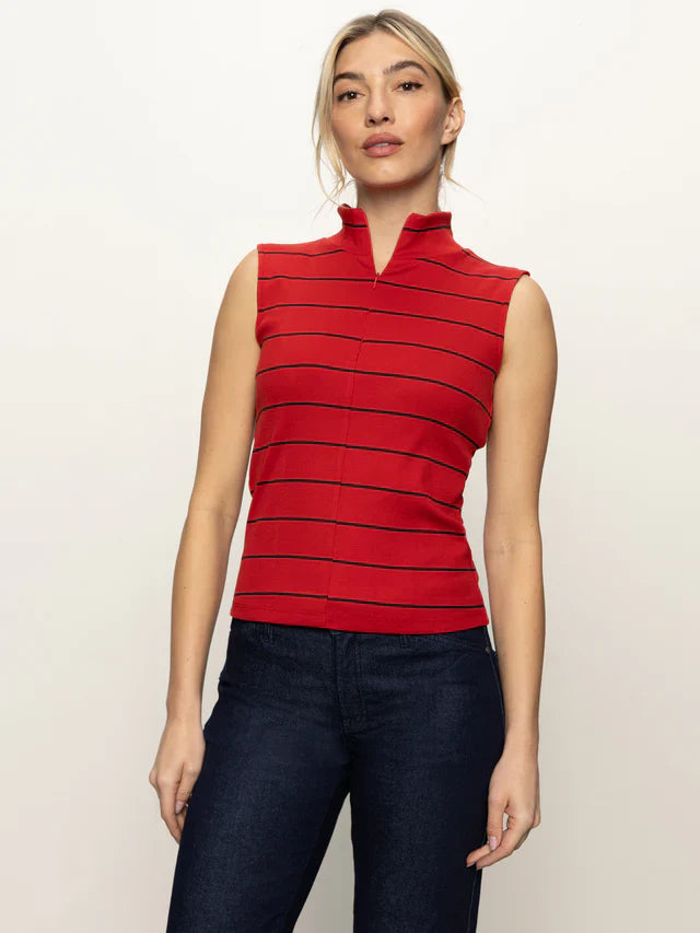 Sleeveless Zip Mockneck Top