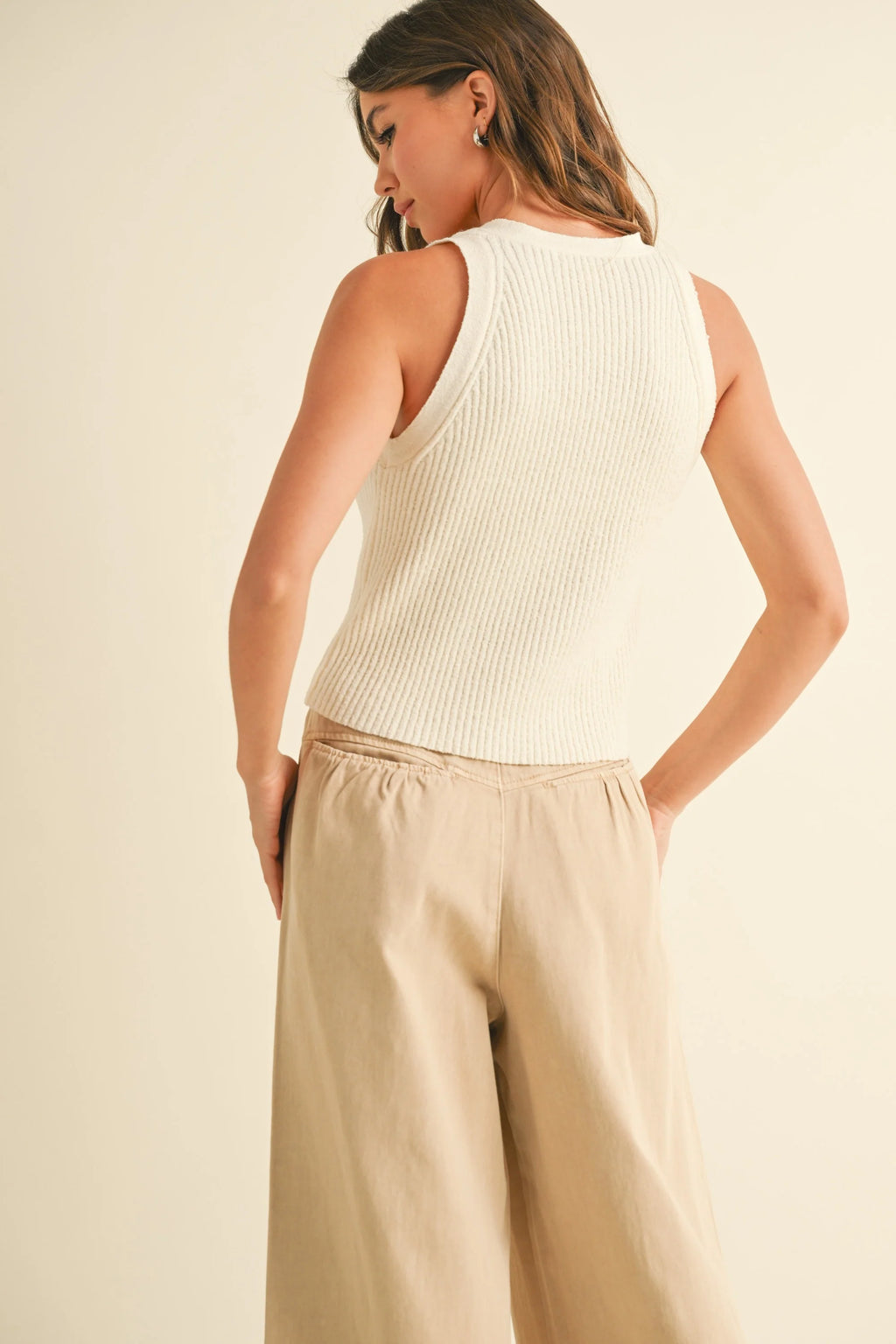 Buttondown Ribbed Knitted Top