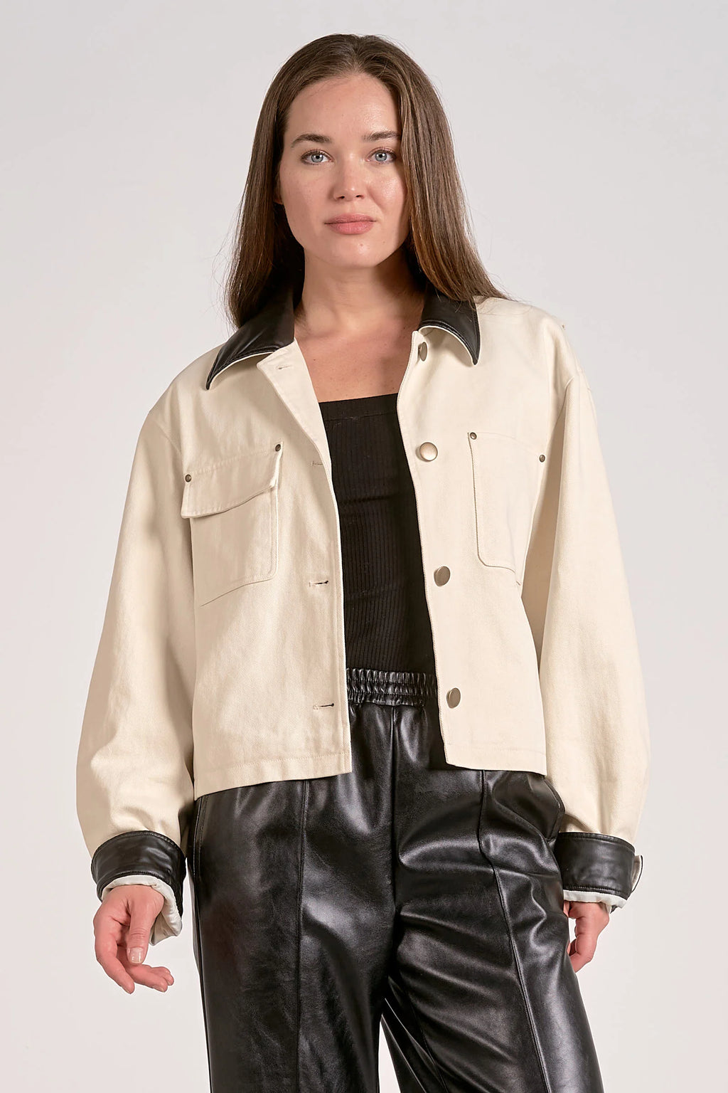 Barn Jacket w/ Vegan Leather Trim