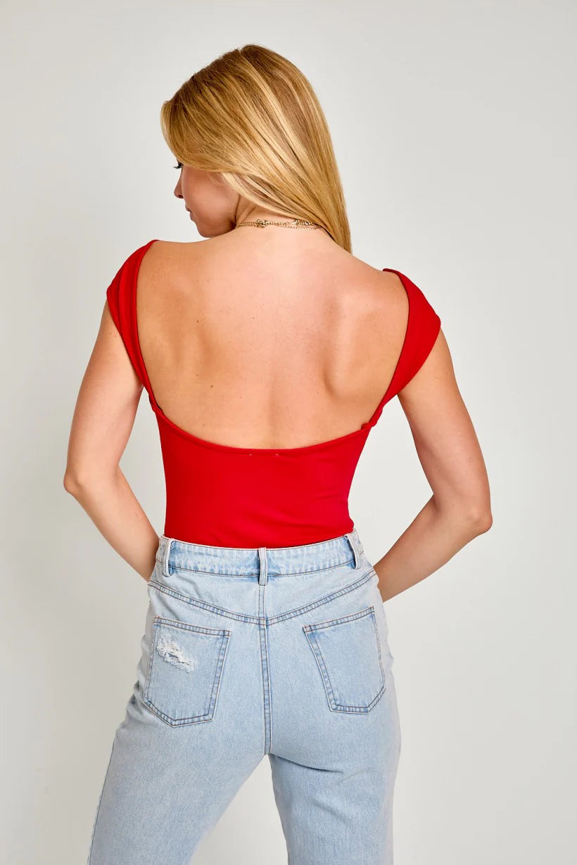 Boat Neck Open Back Bodysuit