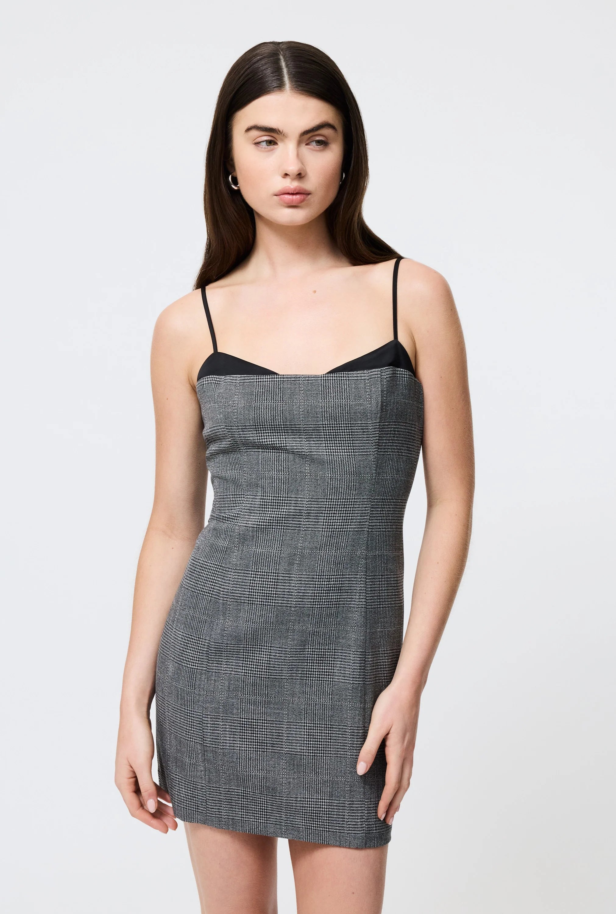Owen Plaid Satin Peekaboo Dress