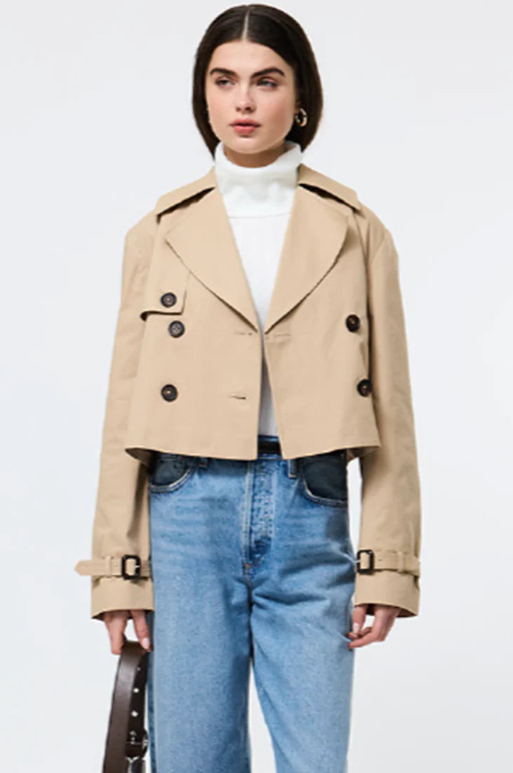 Cropped Twill Trench